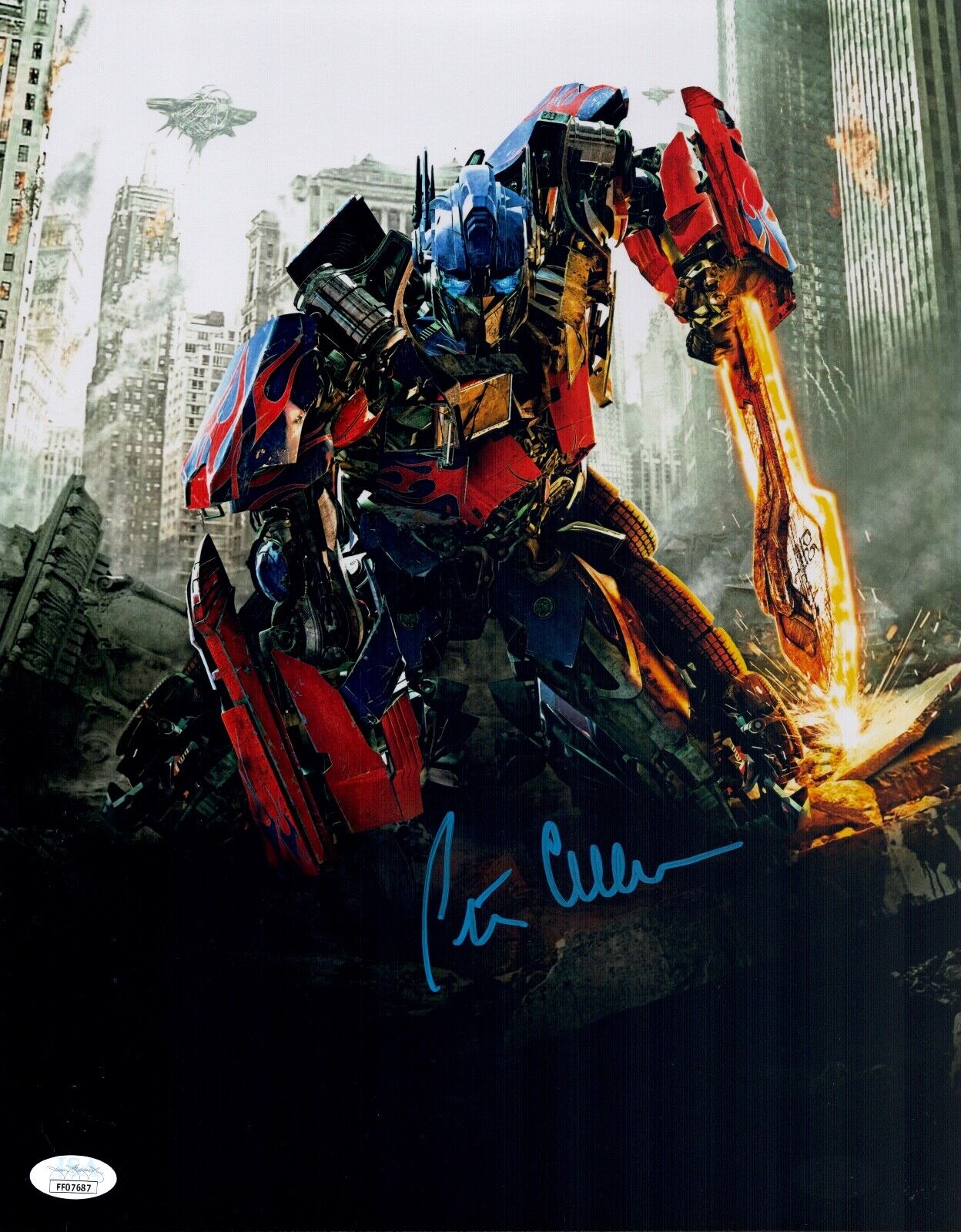 PETER CULLEN Signed OPTIMUS PRIME Metallic 11x14 Photo Poster painting Autograph JSA COA