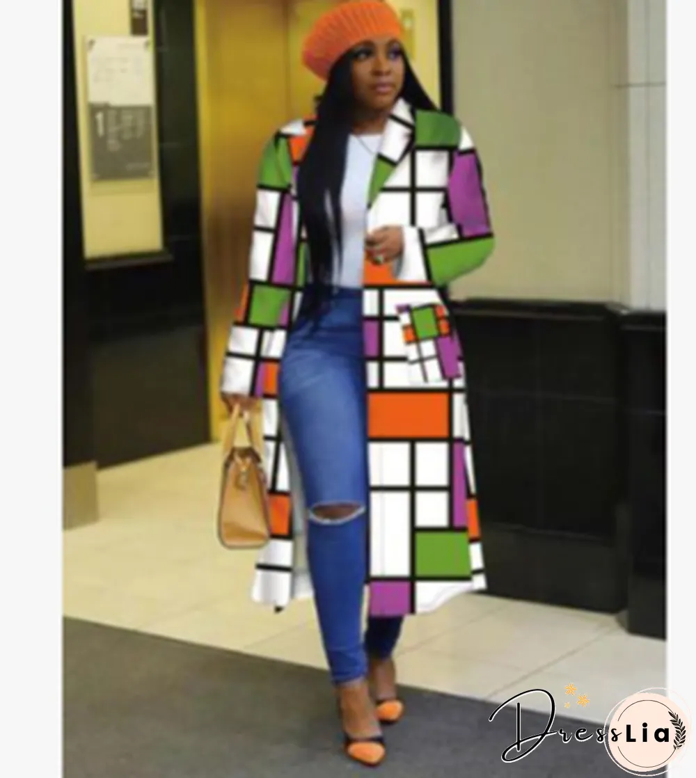 Plaid Print Full Sleeve High Street Long Coat