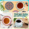 6Pcs/set Diamond Painting Wooden Mandala Coaster Cup Cushion With Holder