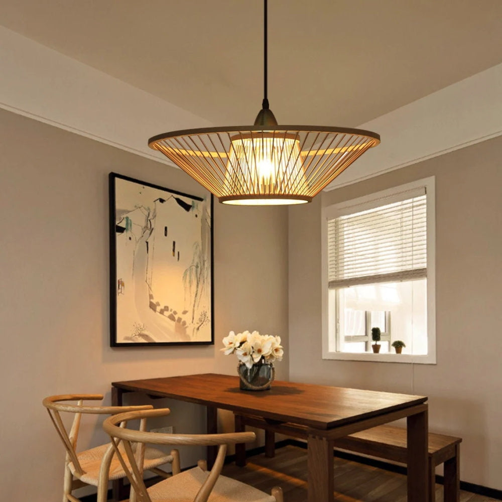 Bamboo Wicker Saucer Pendant Light