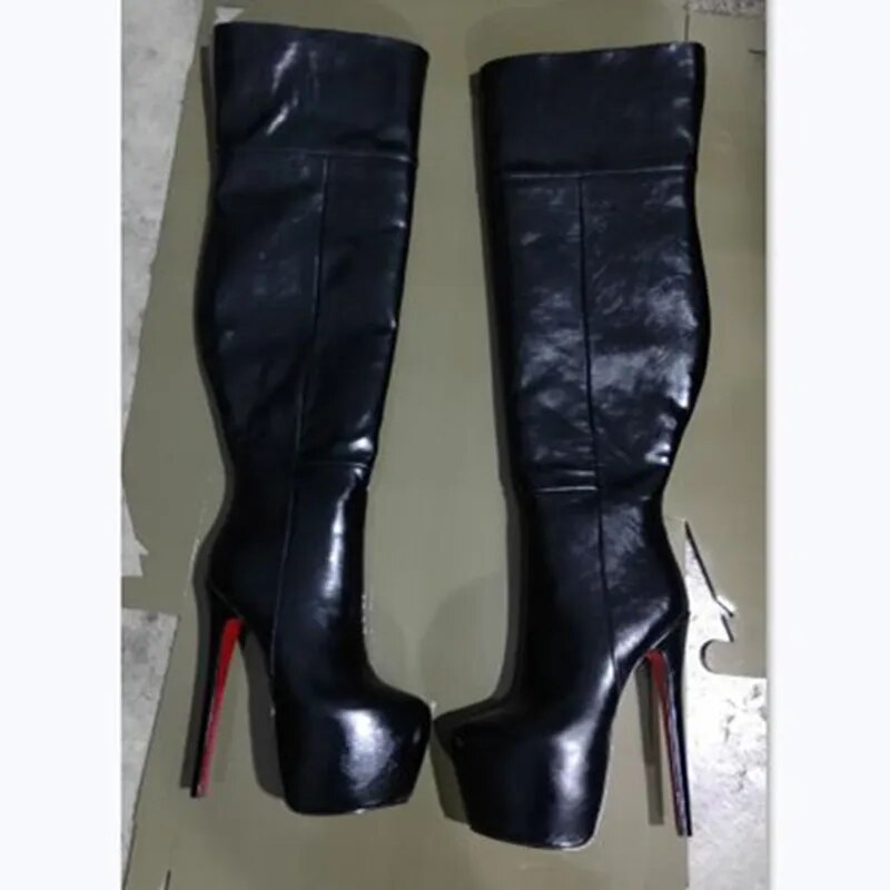 TAAFO Shoes Women's Boots Women's Knee High Boots 18cm High Heel Women's Platform Boots Show Banquet