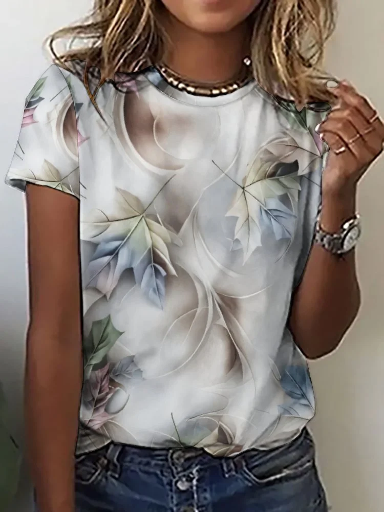 Printed Short Sleeve Casual T-shirt for  Women and Men Unisex Pattern Texture, Gray, Blue