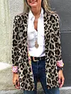 Fashion Double-Sided Printing Lapel Collar Buttoned Leopard Blazers