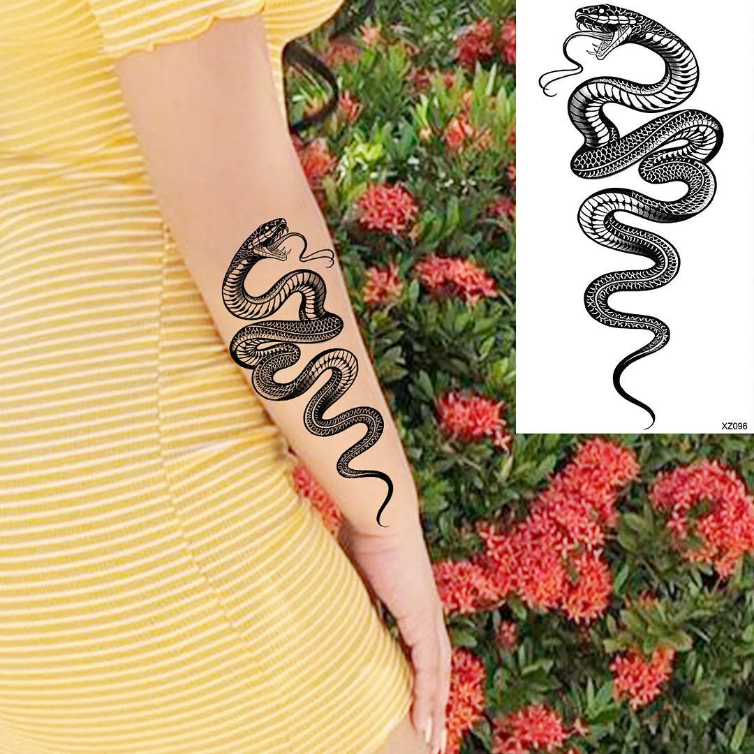 Sdrawing Rose Flower Temporary Tattoos For Women Adults Realistic Vampire Wolf Scary Snake Crown Fake Tattoo Sticker Arm Tatoos