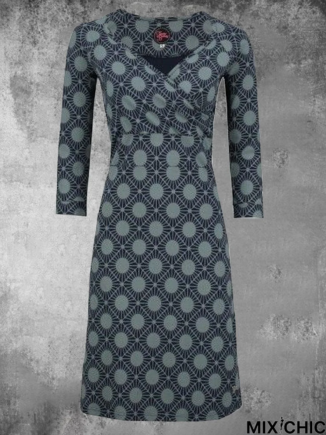 Printed Long Sleeve Casual Knitting Dress