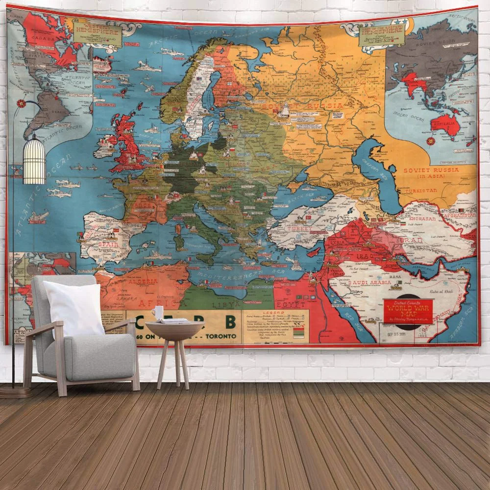 World Map 3D Print Polyester Geometric Wall Hanging Tapestry Decor Oil Painting Beach Towel Sleeping Pad Yoga Blanket Mat