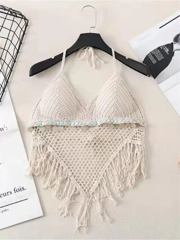 Tops Crochet Embroidered And Tasseled For The Beach
