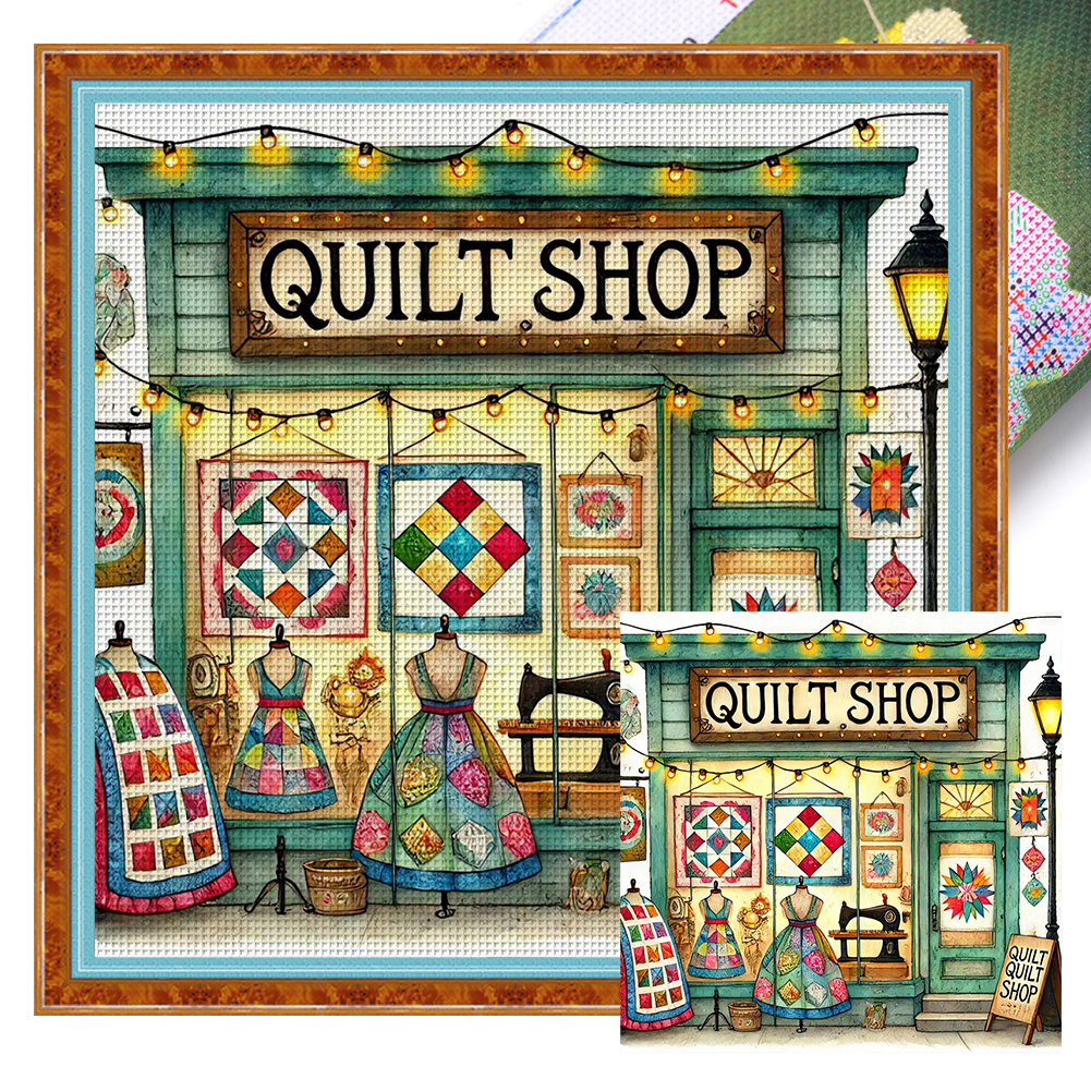 Sewing Shop Full 14CT Pre-stamped Canvas(50*50cm) Cross Stitch