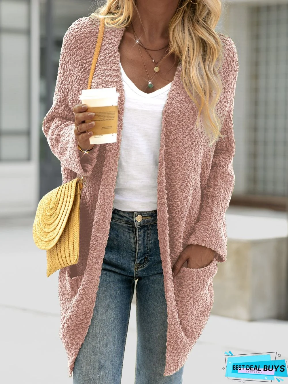 plain long sleeve Cardigan