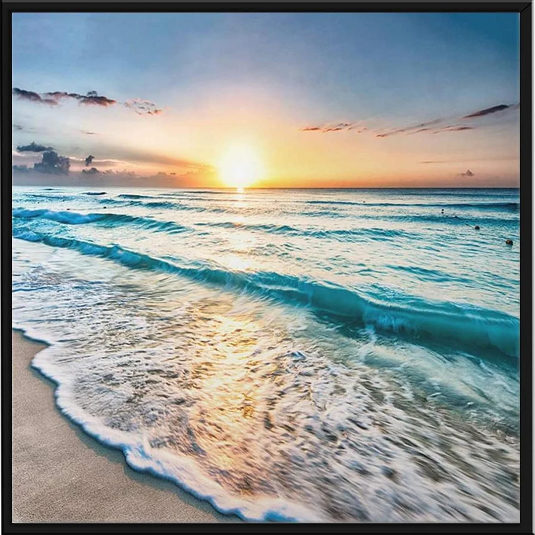 Full Embroidery Seaside Sunset Cross Stitch Kits 11CT Stamped Canvas Crafts