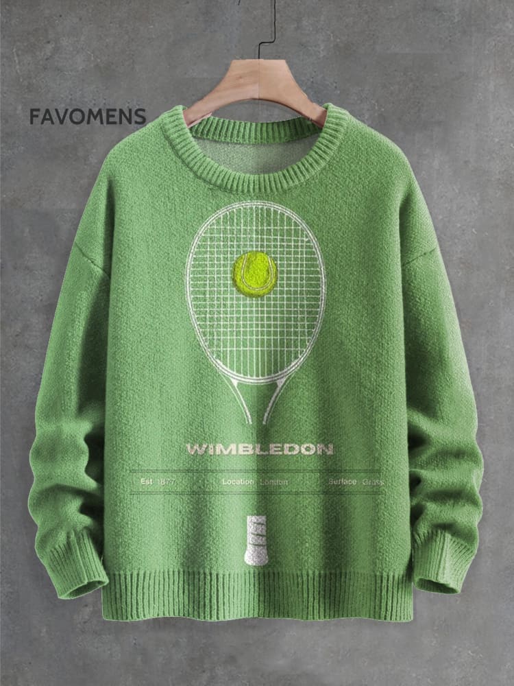 Sports Tennis Wimbledodn Art Print Knit Pullover Sweater Multicolor / S