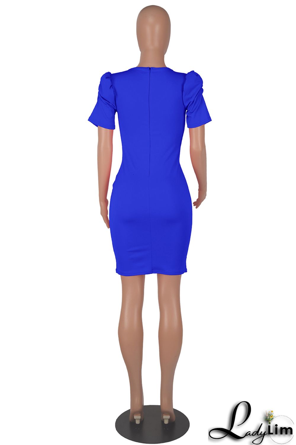 Black Fashion Casual Solid Basic V Neck Short Sleeve Dress Dresses