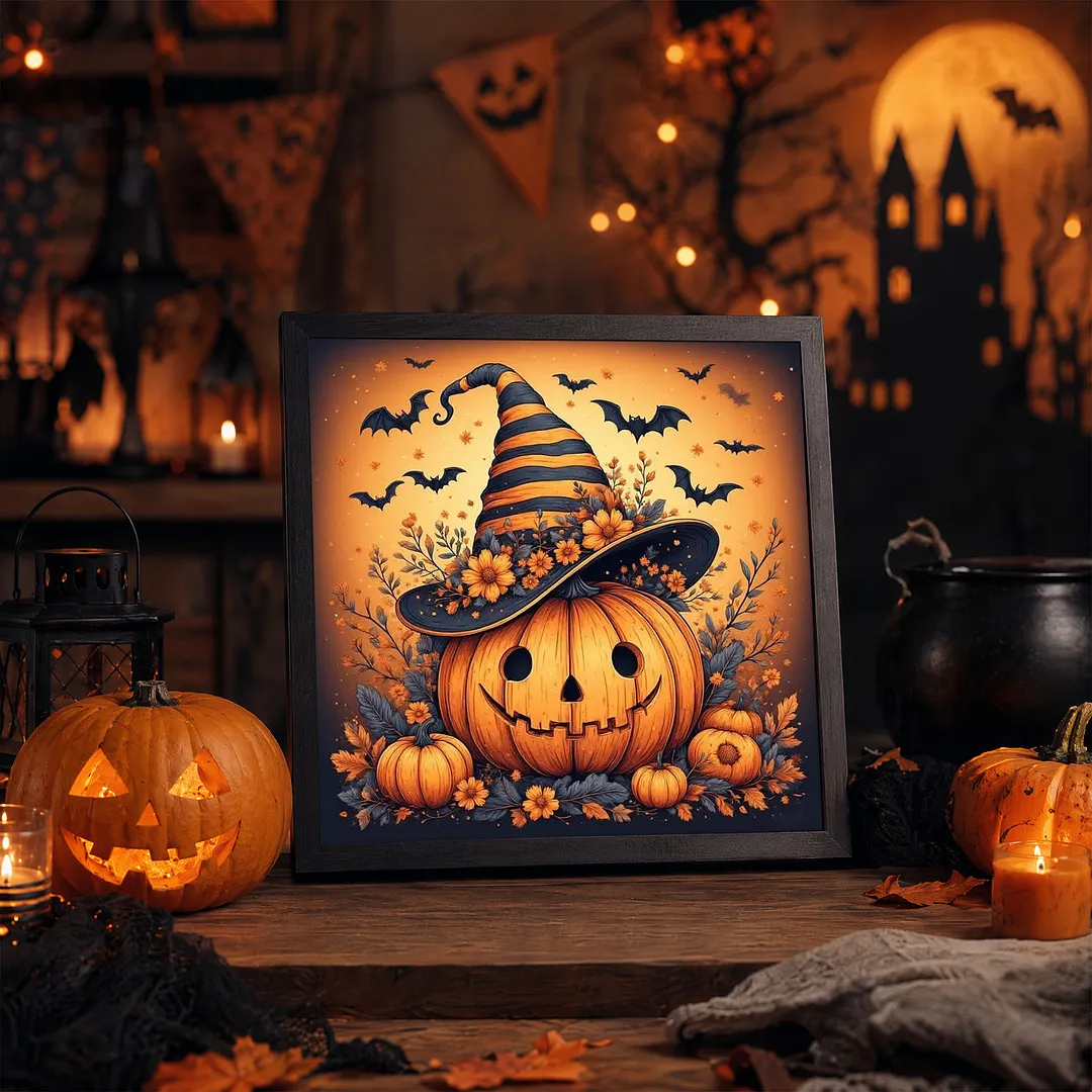 Halloween A Full DIY 5D Square Drill Diamond Dots Paintings Picture Arts Craft 13.78x13.78Inch Crystal Art Paint by Diamond Diamond Crystal Rhinestones Painting Kits for Adults Beginner Home Wall Deco
