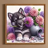 Diamond Painting -DIY Full Square Drill Cute Dog Holding Flowers(35*35CM)