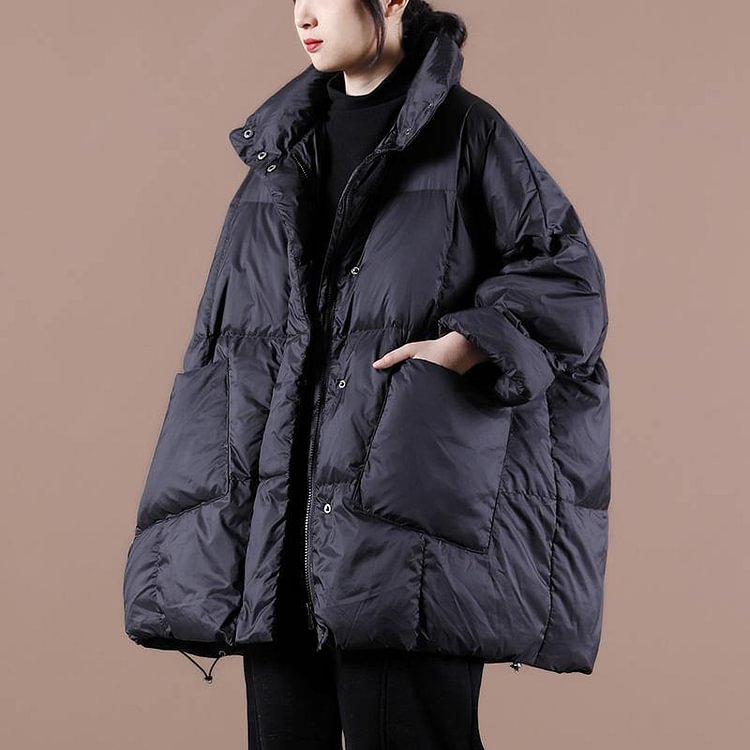 Casual plus size clothing womens parka Jackets black stand collar Large pockets down coat winter