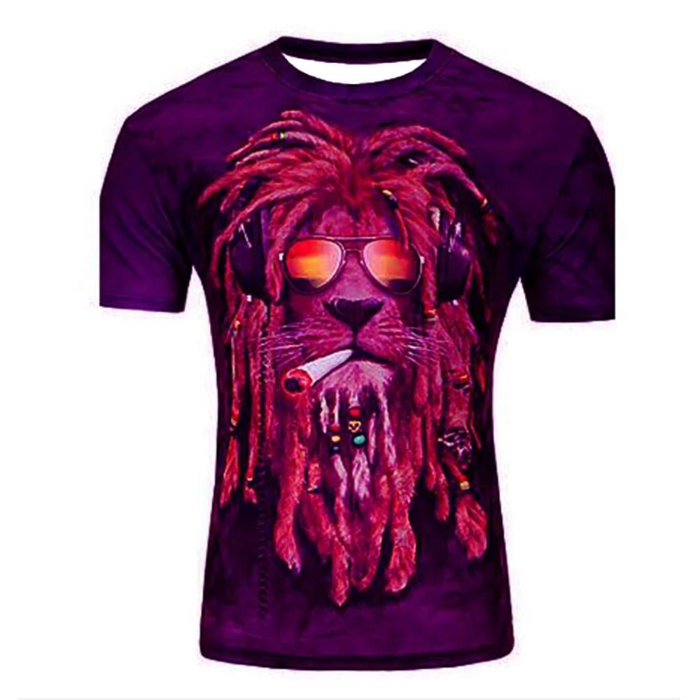 3D Graphic Short Sleeve Shirts Lion