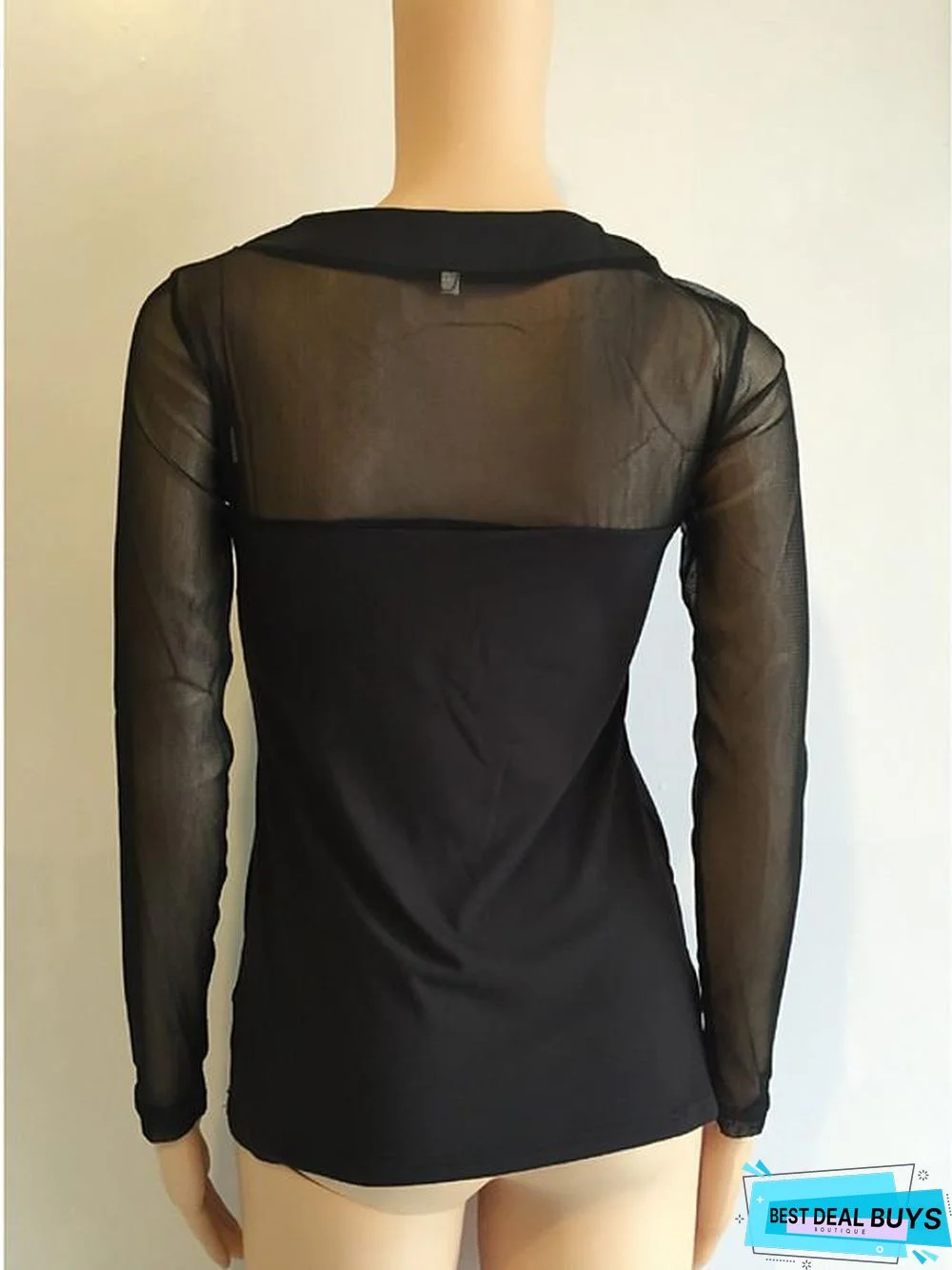 Women's T-Shirt Solid Colored Long Sleeve Round Neck Tops Basic Top Black