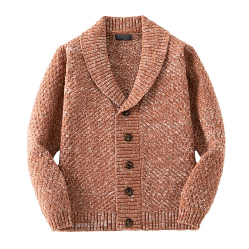 Men's Vintage Thick Lapel Single Breasted Knitted Cardigan 03719200M