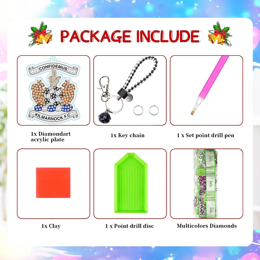 【Upgrade】DIY Kilmarnock F.C. Logo Double Sided Rhinestone Painting Keychain Pendant for Adult