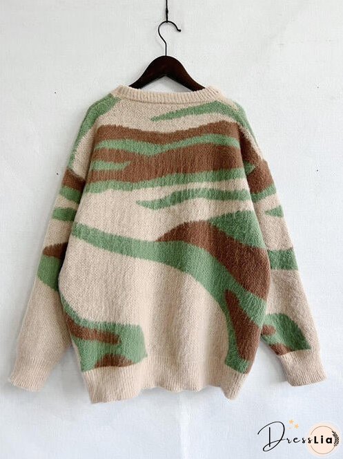 Color Block Round Neck Sweater