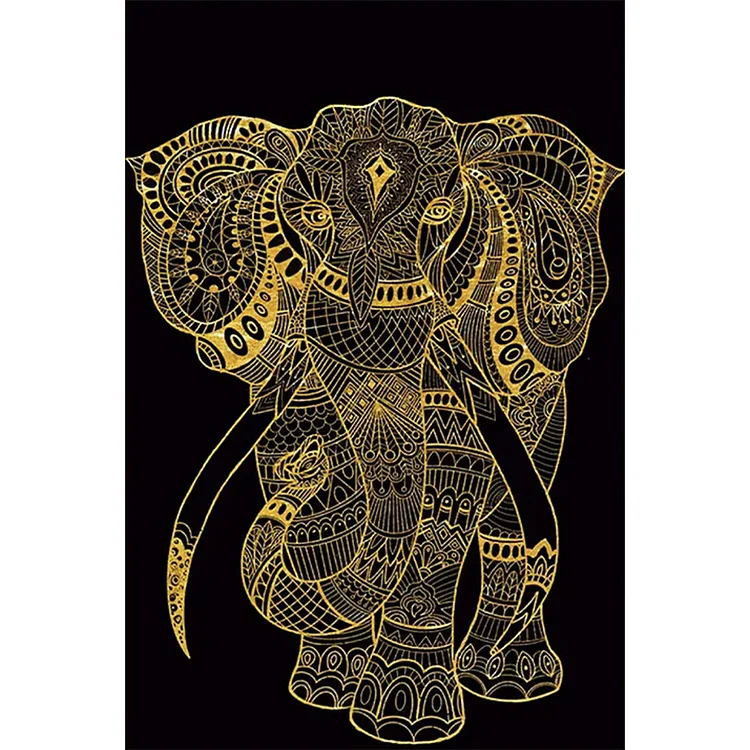 Full Round Diamond Painting - Black Gold Elephant 40*60CM