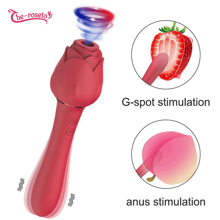 Women Rose Vibrating Dildo with Tongue Licking