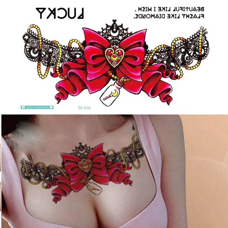 1Piece Temp Body Art Lower Back Temporary Tattoos Fantasy Fake Tattoo for Women Girls Adult Butterfly Flower Waterproof Stickers