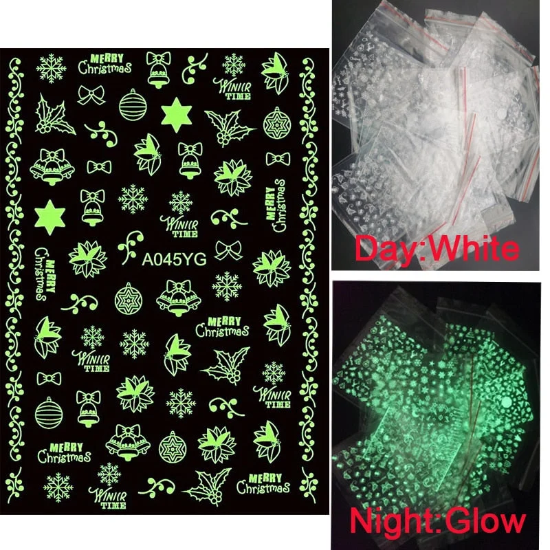 Colorful Night Lights 3D Snowflake Design Transfer Nails Art Sticker Lady Women Manicure Tools Nail Decoration Decals Adhesive