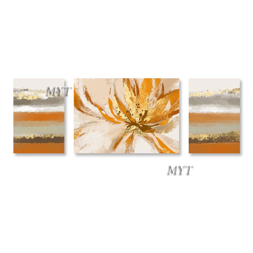 Frameless Gold Foil Large Flower Art Oil Painting 3 Pieces Canvas Wall Picture For Living Room Decor China Imports Home Decor