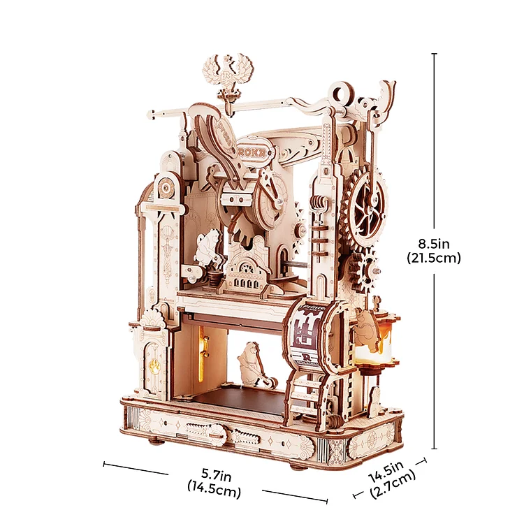 ROKR - Classic Printing Press - DIY Mechanical Working 3D Wooden Puzzle Kit  (LK602)