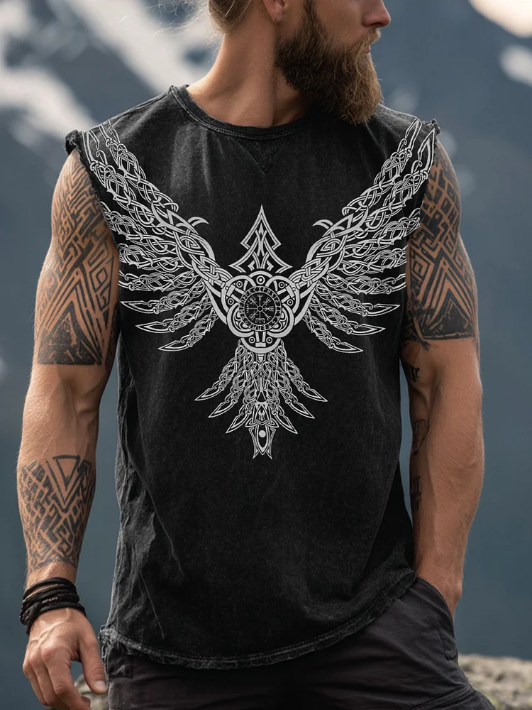Herren Viking inspirierte Kunstdruck gewaschene Weste