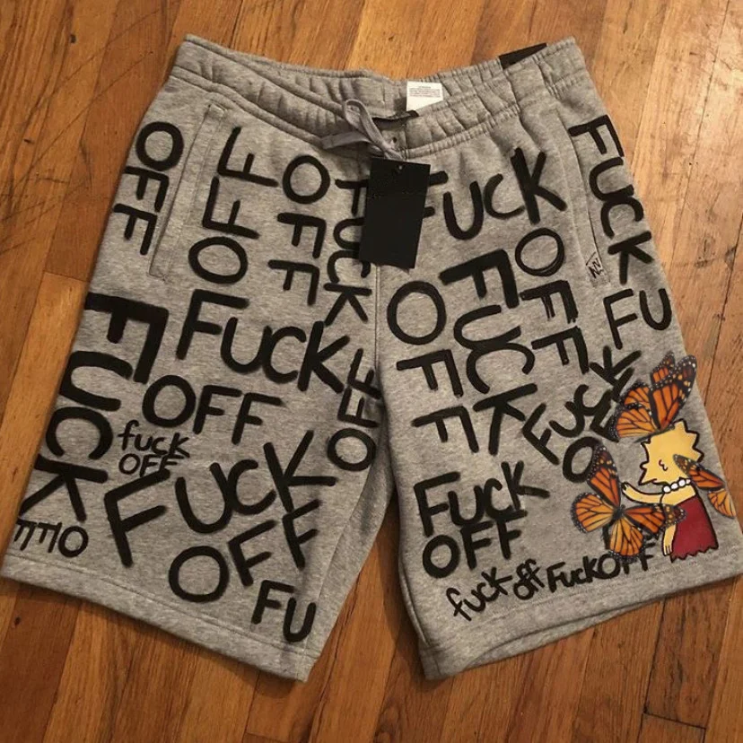 Retro casual loose sports print shorts