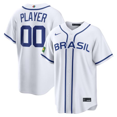 Youth Brazil Baseball Custom White 2026 World Baseball Classic Home Jersey