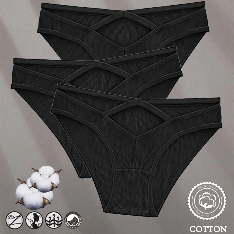 Billionm Women Sexy Cotton Underwear V-Waist Hollow Out Panties Briefs Solid Color Intimates Lingerie Female Comfortable Panty