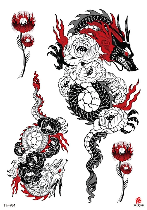 Waterproof Temporary Tattoo Sticker Wolf Crow Bird Forest Tree Black Fake Tatto Flash Tatoo Arm Leg Big Art for Women Men