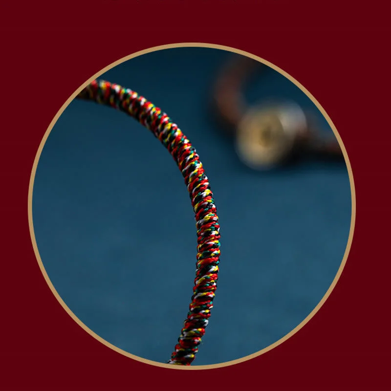 Handmade 925 Sterling Silver Chinese Zodiac Natal Buddha Protection Colorful Rope Bracelet