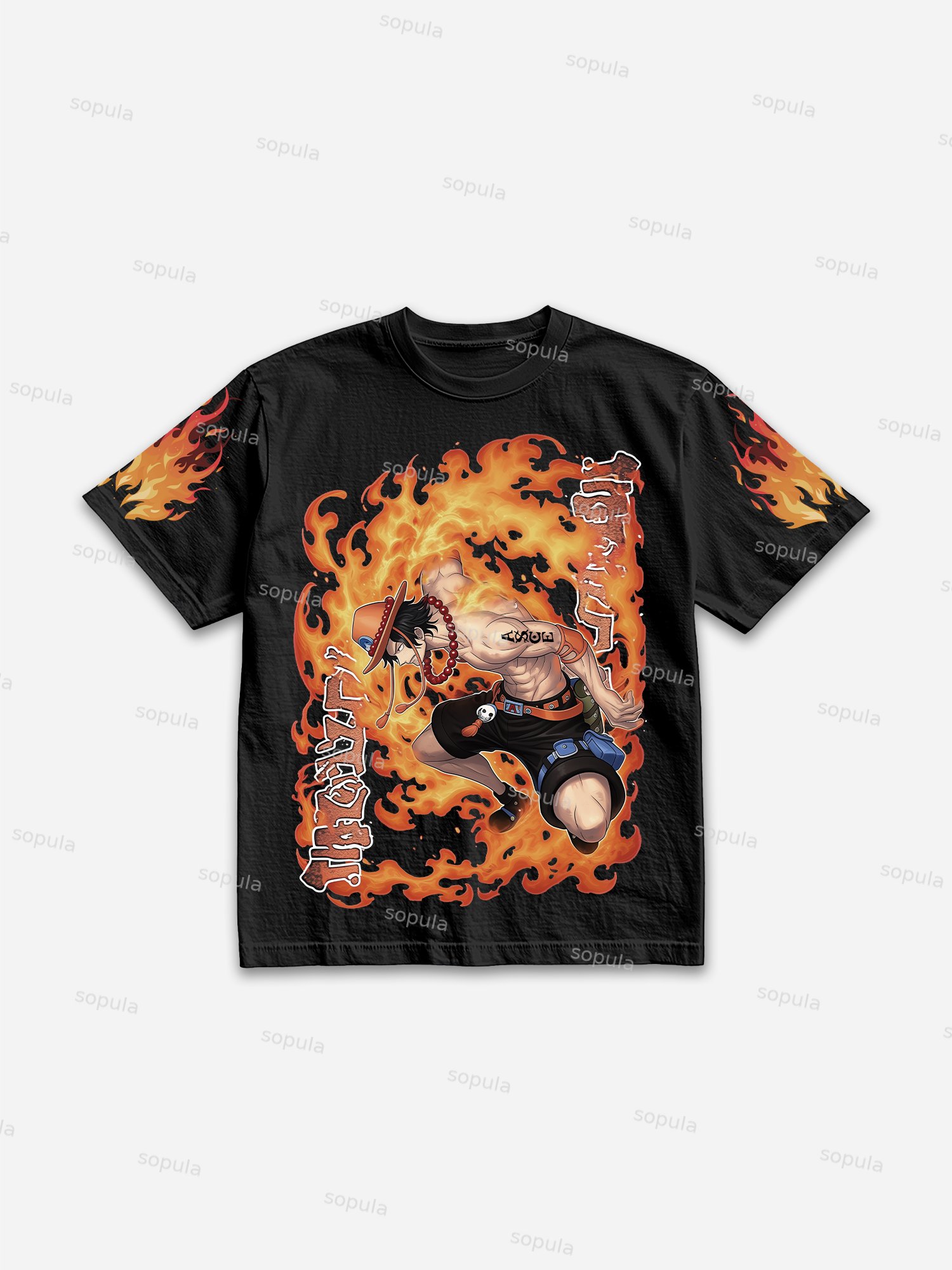 Flame-flame Fruit Comics Print Cotton T-shirt - SOPULA