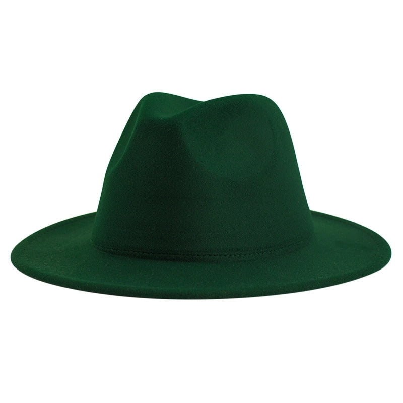 60 Color Solid Color Jazz Top Hat British Style Retro Woolen Hat Adult Embroidered Logo Felt Hat