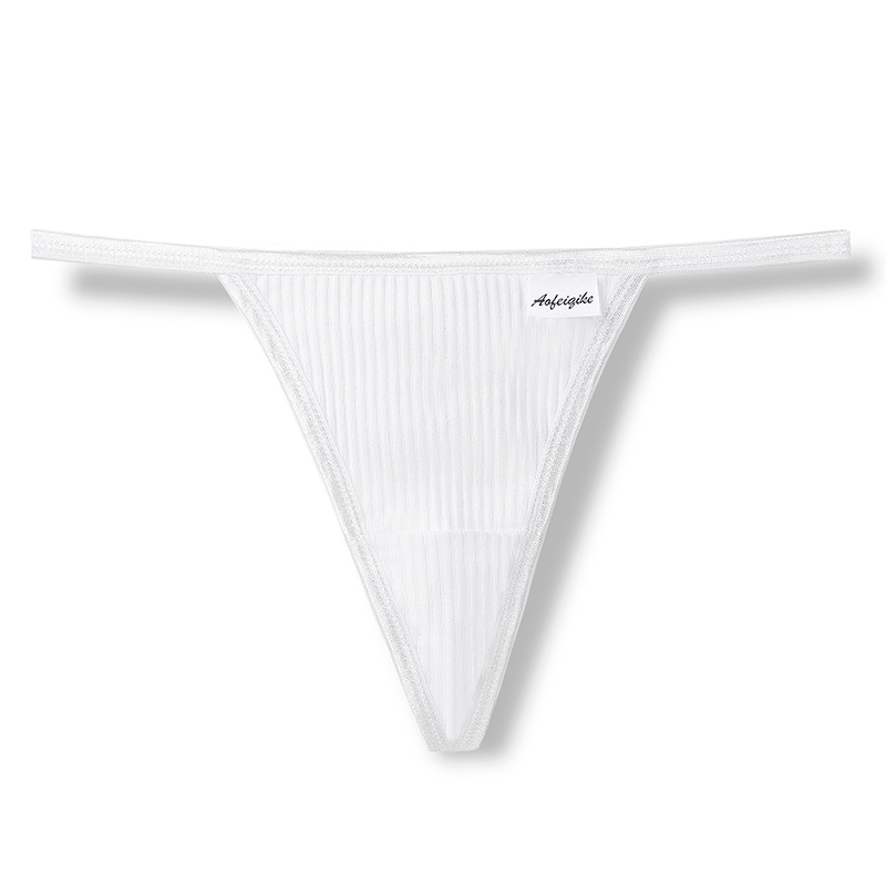 Akayes Women Sexy Panties Screw Thread Cotton Thongs Female Thin Belt G-strings Underwear Soft Breathable T-back Solid Lingerie