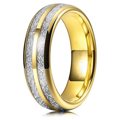 Men's Or Women's Tungsten Carbide Wedding Band Matching Rings,Yellow Gold Double Line Inspired Meteorite Domed Tungsten Carbide Ring,Comfort Fit With Mens And Womens For Width 4MM 6MM 8MM 10MM