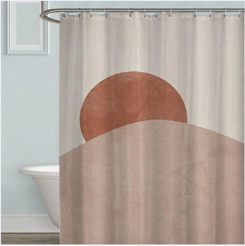 Morandi Simple Strokes Shower Curtain 100% Polyester Simple Korean Style Shower Curtain Bathroom Set Waterproof Shower Curtain