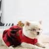 Pet Supplies Puppy Kitten Christmas Plaid Skirt Winter