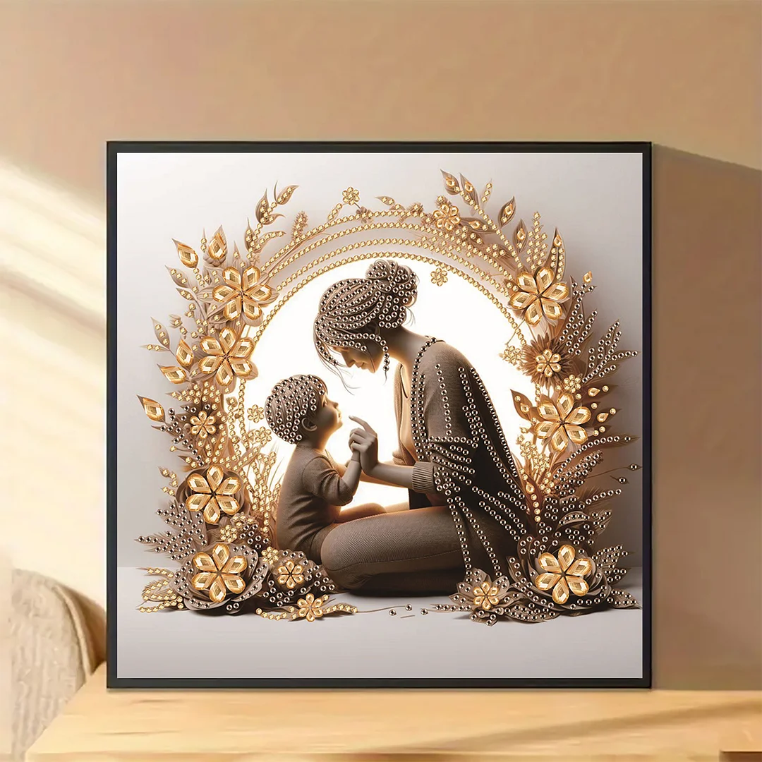 Diamond Painting - Partial Special Shaped Drill - Golden Mother Love(Canvas|30x30cm)