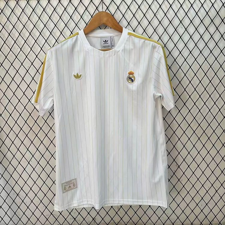 2025-26 Real Madrid Retro White and Gold Jersey - Fan Edition