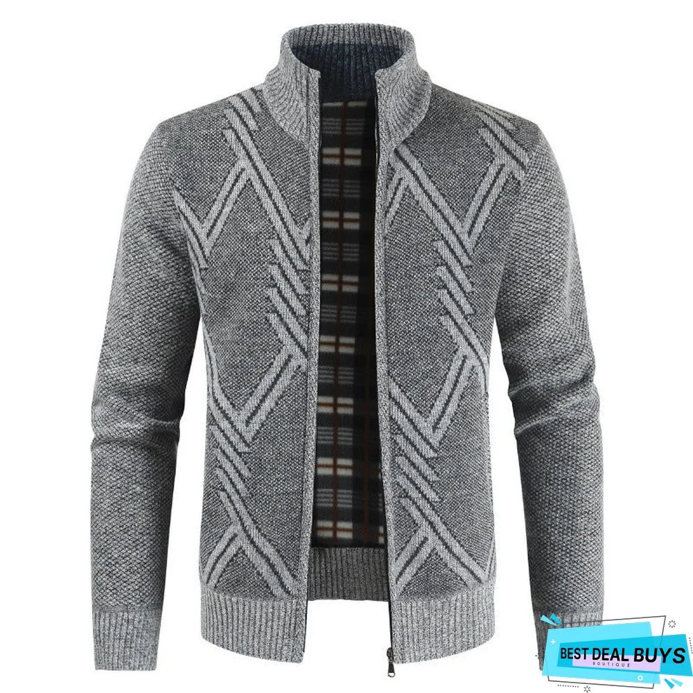 Geometric Men's Casual Sweater Coat