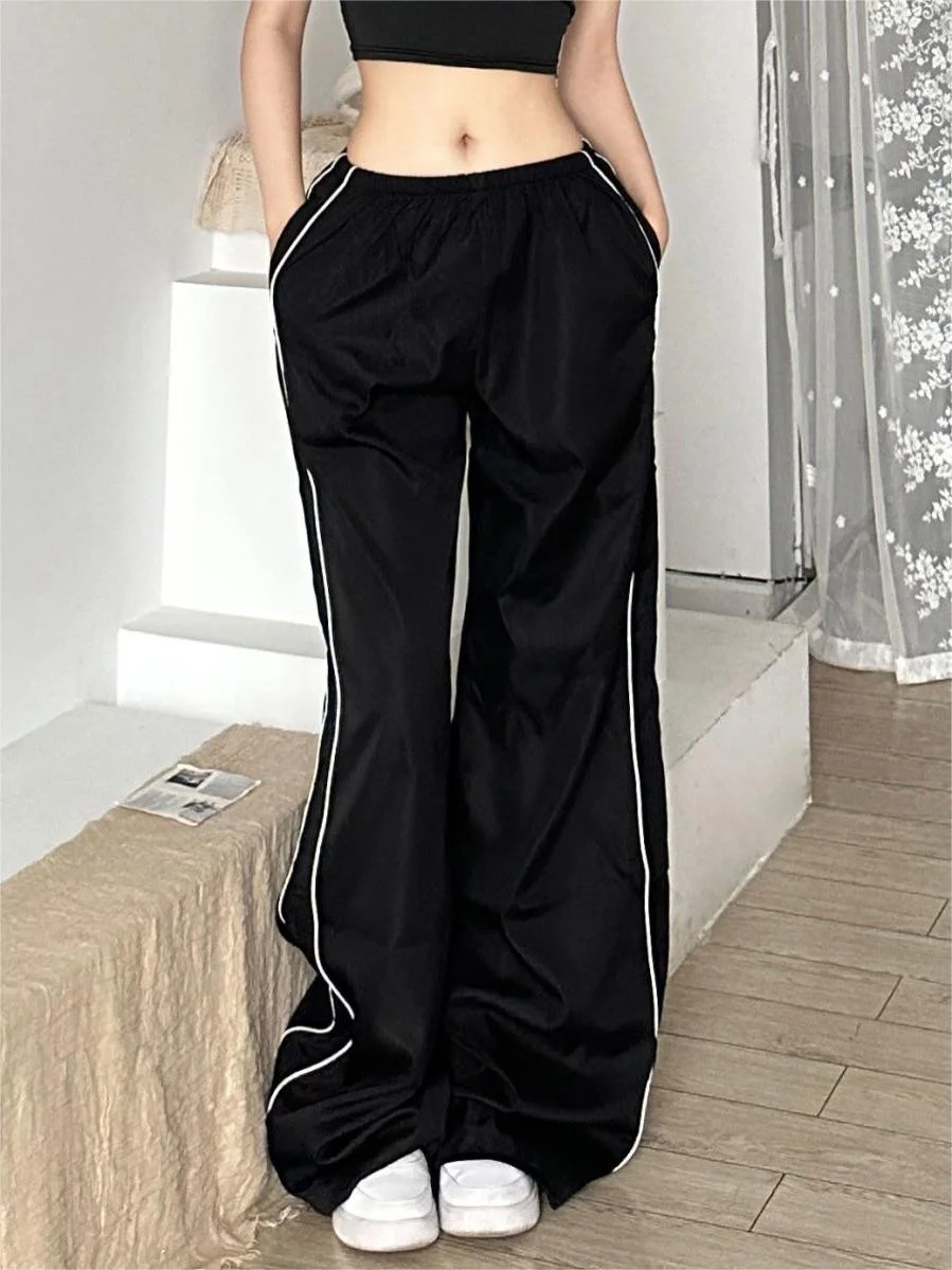 Brownm Sport Black Contrast Baggy Sweatpants