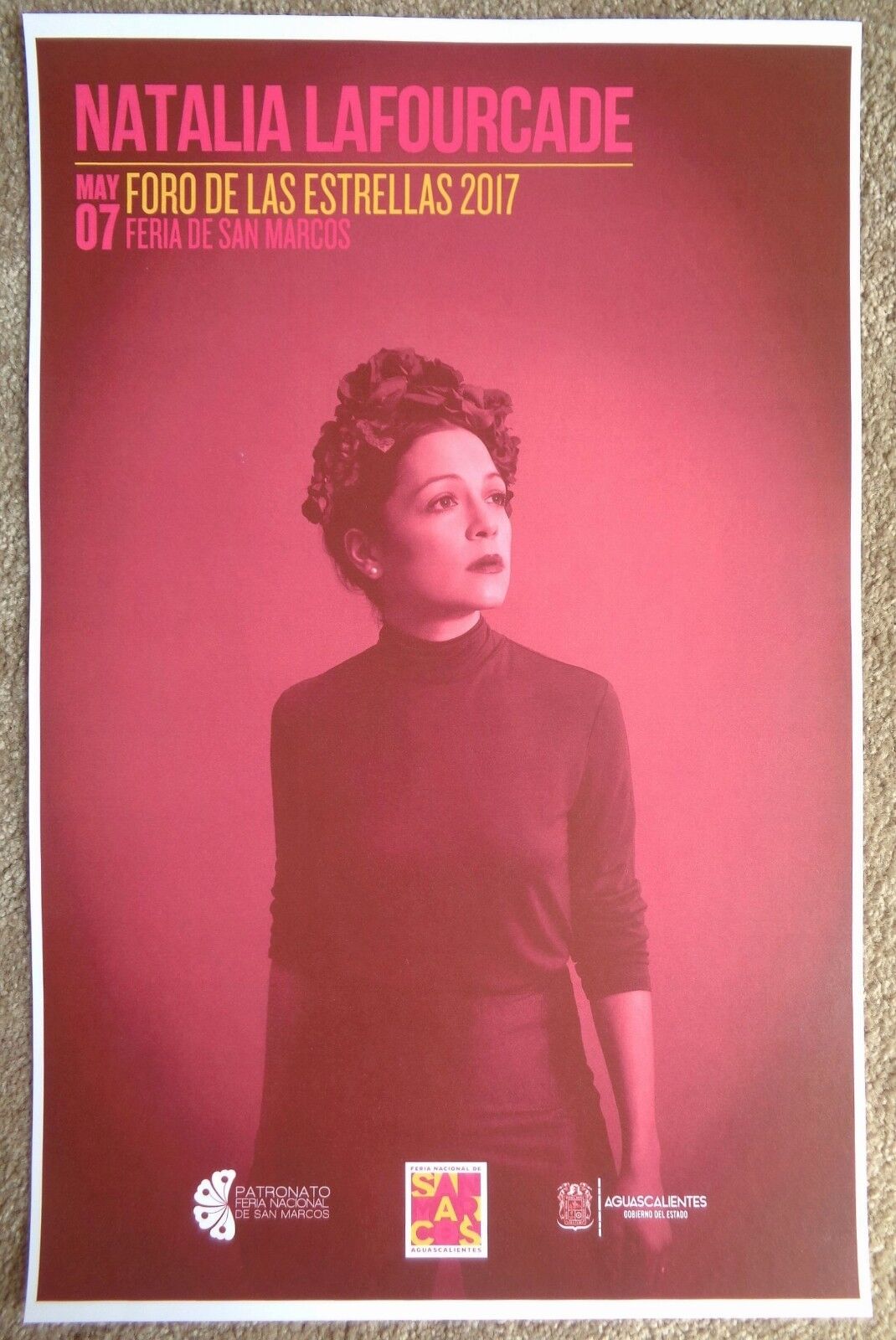 NATALIA LaFOURCADE 2017 Gig POSTER Mexico Concert San Marcos Aguacalientes