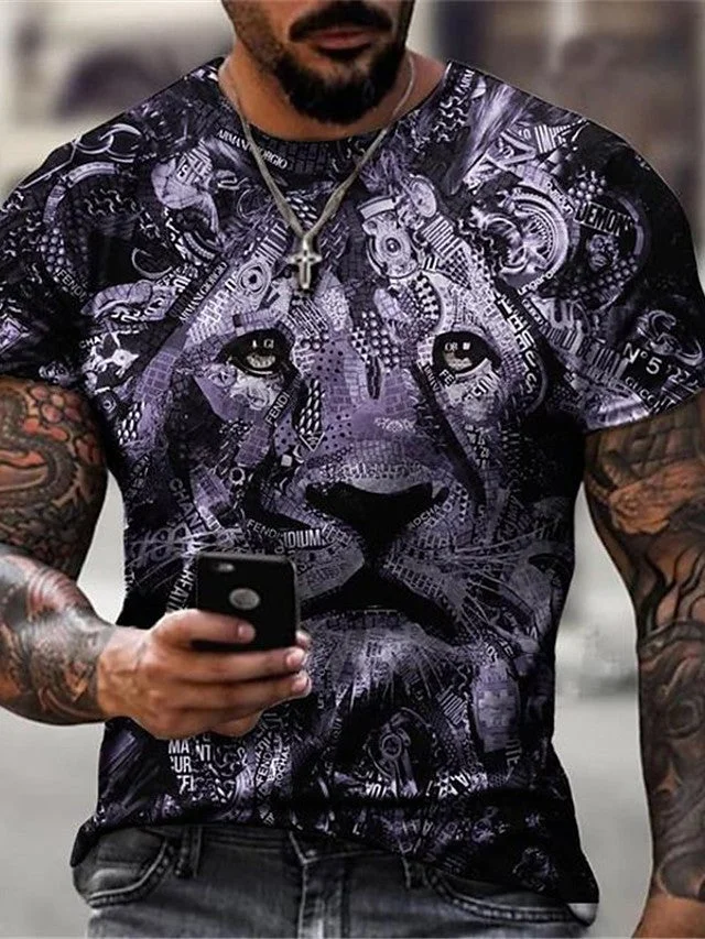 Men's T-Shirt 3D Print Short Sleeve Casual Tops