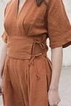 Vintage Belted Linen Jumpsuit