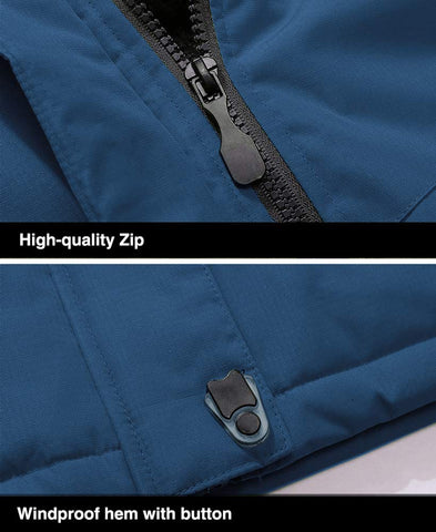 Men's Winter Jacket Waterproof Ski Snow Jacket Warm Fleece Coat Parka Raincoats With Multi-Pockets